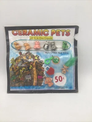 Vtg Folz Vending Display Card Ceramic Pets Panda Pig Frog Duck Cat Trolls 1993 - Image 1 of 3
