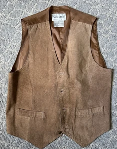 Vintage Men’s Vest Saddlery Pig Suede Leather Brown Size S Chico - Picture 1 of 5