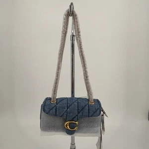 Bolso de hombro Coach acolchado atigrado 20 azul denim dorado herrajes pequeño nuevo con etiquetas - Imagen 1 de 23