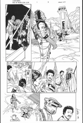 CHRIS SPROUSE 2019 STAR WARS ORIGINAL ART-PRINCESS LEIA, LANDO, CHEWBACCA! - Image 1 of 3