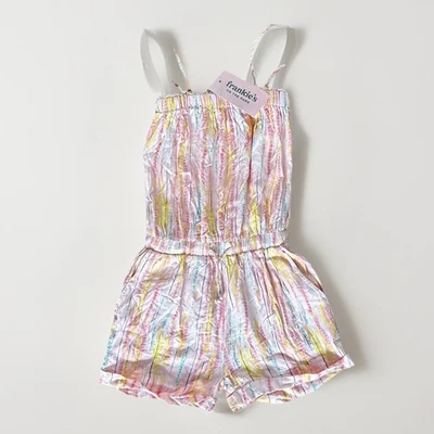 Novo com etiquetas Romper Vintage Havana Frutado Meninas Tie Dye Tamanho G 12 Listrado Colorido Boho Divertido - Imagem 1 de 4