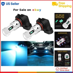 LED Fog Light Bulbs Ice Blue 3800 Lumens Car Truck SUV Waterproof 2 Pack - Picture 1 of 9