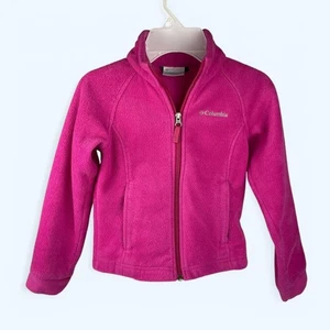 Columbia Girls Fleece Zip Up Jacket Size XS (6-6x) Long Sleeve Hot Pink Sweater - Picture 1 of 5