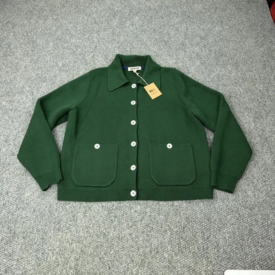 Suéter Boden Mujer 14 Verde Algodón Mezcla Lana Botón Frontal Cárdigan Bolsillo Foto 1 de 4