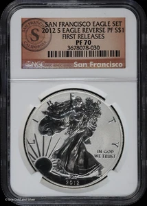 2012 S Proof $1 American Silver Eagle NGC PF 70 San Francisco Eagle Set Reverse - Picture 1 of 4