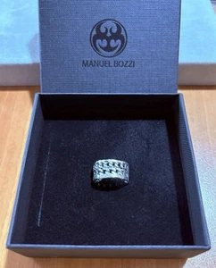 Anello Materia Solidal Manuel Bozzi Argento 925 19 MM Artigianale Made In Italy - Imagen 1 de 4