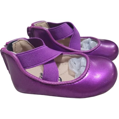 NEW A Bear Co Toddler Size 3 Smooth Glitter Ballerina Flats Vivid Purple - Image 1 of 4