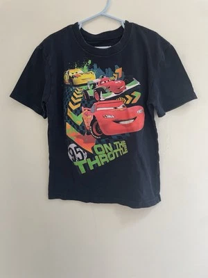 Disney Pixar Cars Kid Boys Lightning McQueen Crewneck Short Sleeve Shirt Black 7 - Image 1 of 4