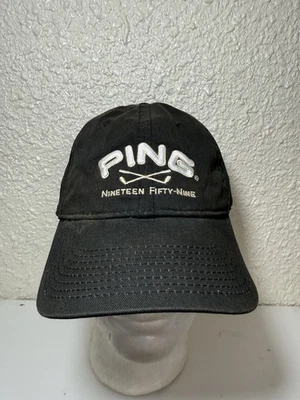 Vintage Ping Golf Hat Strap Back Golf Cap Black Mr. Ping Man Logo - Image 1 of 4