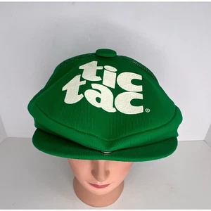 Vtg TIC TAC Mints Green & White SnapBack Mesh Newsboy Flatcap Bakerboy Hat Cap - Picture 1 of 10