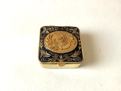 Vintage Pillendose, Cloisonné Emaille Verzierung, gold, Nachlass! - Bild 1 von 4
