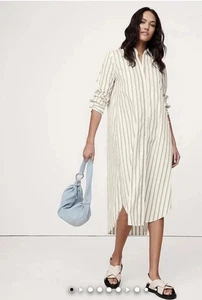 Vestido camisero asimétrico de popelina de algodón Banana Republic nuevo con etiquetas - mediano #743526 - Imagen 1 de 7