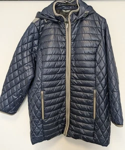 Leichte Steppjacke Damen marineblau abnehmbare Kapuze neu Größe 22/24 UK - Bild 1 von 16