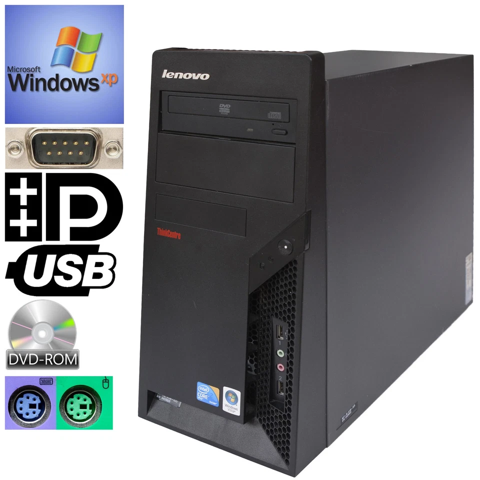 Lenovo Windows XP Computer Core2Duo 3GHz 4GB 160GB DVD-Rom Rs-232 Usb Lan M1291 - Image 1 of 4