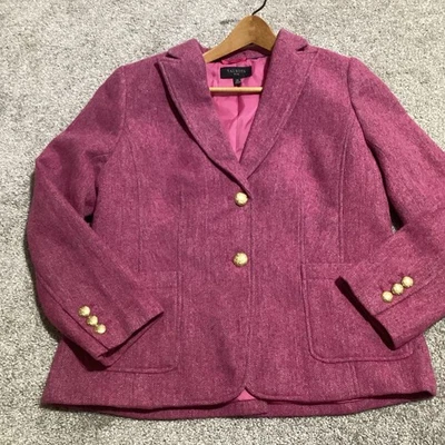 Chaqueta Blazer Talbots Espiga Mezcla Lana Mujer 12P Pequeña Rosa Trabajo Carrera Foto 1 de 4