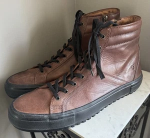 Frye Varick Sneaker Schuhe Boots High Herren 14 Braun Leder High Top Side Zip 🔥 - Bild 1 von 9
