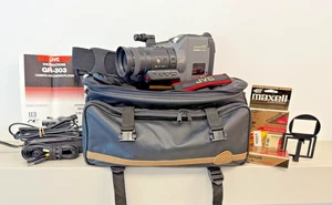 Vintage JVC GR-303 VHS-C Camcorder with Manual, Cables, Bag & VHS-C Tapes-Tested - Picture 1 of 9