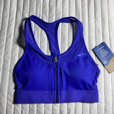 Sujetador deportivo Brooks nuevo con etiquetas talla XS avance rápido cremallera lapislázuli malla eléctrica Foto 1 de 4