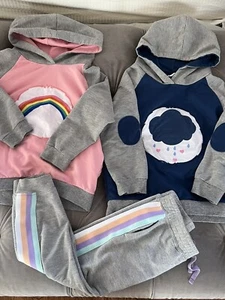 Lot Of 3 Pcs PatPat Girls Hoodie/Sweatshirt Pant Sz 5 Cotton Rainbow Rain Pocket - Picture 1 of 3