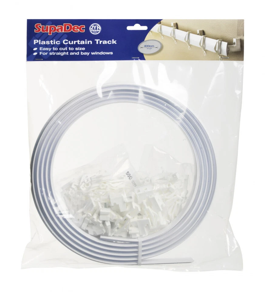 SupaDec Plastic Coil Curtain Track with Hooks for Straight or Bay Windows - 4m - Image 1 of 1