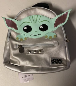 NWT! Rare Bioworld Star Wars Baby Yoda Grogu Backpack - Silver/Green - Picture 1 of 5