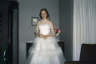 35mm Kodak Slide 1950s Red Border Kodachrome Pretty Young Woman Prom Dress
