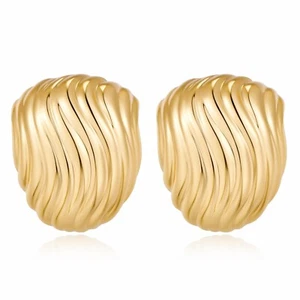 Gold Chunky Stud Earrings for Women Textured Stud Earrings for Trendy Jewelry - Picture 1 of 6