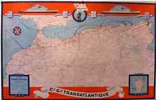 1950s ORIGINAL FRENCH VINTAGE POSTER - CIE GLE TRANSATLANTIQUE MAP GREAT COND