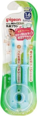 全新 Pigeon 婴儿训练牙刷套装 Step 4 蓝色 来自日本 18 个月 — 第 1/4 张图片