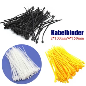 Kunststoff Kabelbinder 100Stück für DIY Handwerk/Modell Fixing-Weiß/Schwarz/Gelb - Picture 1 of 6