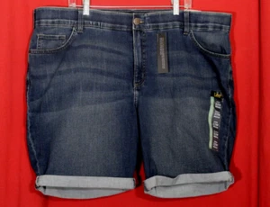 Lee Damen 22 Plus Regular Fit Flex Motion Blau Denim Bermuda Shorts Bündchen Saum - Bild 1 von 10