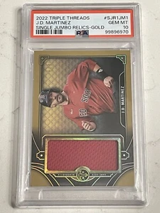 JD Martinez 2022 Topps Triple Threads Reliquie Jumbo Singole ORO 5/9 PSA 10 GEM - Foto 1 di 3