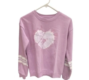 SO Goods For Life Girls' Lavender Sweatshirt With Tie Dye Heart Size XL 14/16 - Picture 1 of 5