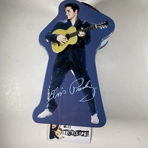 Elvis Presley Silhouette Embossed Shaped Tin Tote * Empty * - Picture 1 of 7