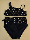 Justice Girls Navy/Silver polka dots Swimsuit Size 8 Bathing Suit