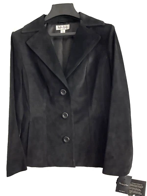 CHAQUETA BLAZER NUEVA CON ETIQUETAS TALLA M PRESTON & YORK GAMUZA NEGRA Foto 1 de 4