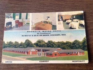 Vicksburg Mississippi MS 1940s Magnolia Motor Hotel Antique Vintage Postcard. - Picture 1 of 3