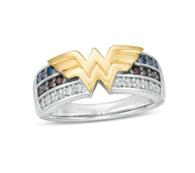Anillo de compromiso Wonder Woman joyería fina granate zafiro en plata de ley 925 Foto 1 de 3