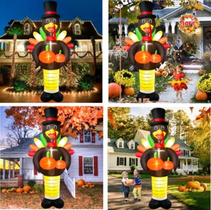 Luces LED inflables de 10 pies para decoración de patio de vacaciones de calabaza de pavo de acción de gracias - Imagen 1 de 10