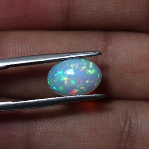 2.3 Ct 12.2x8.6MM Natural AAA Green Yellow Red Blue Fire Ethiopian Opal Cabochon - Picture 1 of 8