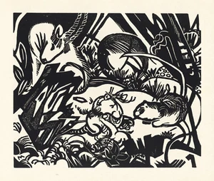 Franz Marc original woodcut "Aus der Tierlegende" 1919 - Picture 1 of 1