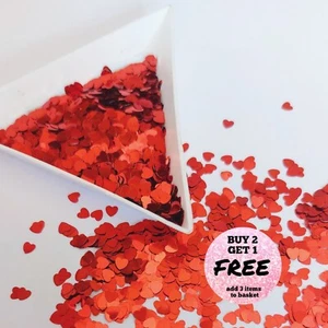 Red heart sequins, 3mm sequins, chunky glitter, embellishments, crafts, hearts - Picture 1 of 4