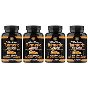 Angry Supplements Ultra Pure Turmeric Curcumin w. Black Pepper Pills, 4 Pack - Picture 1 of 11