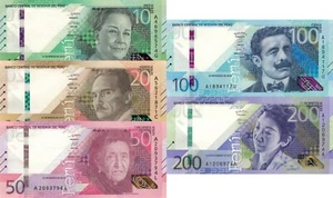 Peru 5 PCS Set: 10 to 200 Soles (2019/2021) - p196, p197, p198, p199, p200 UNC - Picture 1 of 7