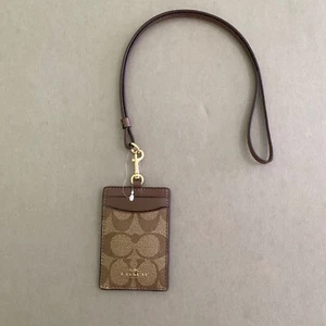 New COACH Brown Signature Canvas ID & Credit Card Case w/ Lanyard ~ MSRP $68 - Picture 1 of 11