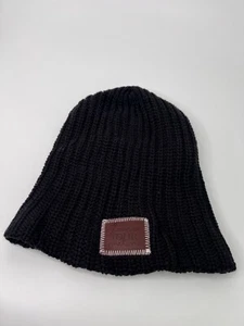Love Your Melon Black Beanie With Black Leather Patch OSFA Unisex Made in USA - Picture 1 of 3