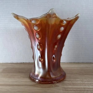 Vintage Marigold Target Vase Carnival Glass Peach Opalescent - Picture 1 of 9