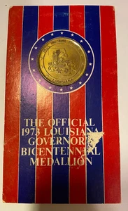 Medallón de bronce oficial del bicentenario del gobernador de Luisiana 1776-1976 - Imagen 1 de 4