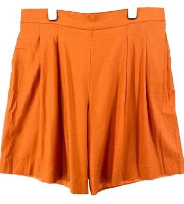 Pantalones Cortos para Mujer JONES by Madeline Jones Todos los Días Talla 1X Naranja Bolsillos Mezcla de Lino Foto 1 de 4