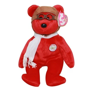 Ty Beanie Baby Bearon rojo - MWMT, aviador - Imagen 1 de 1